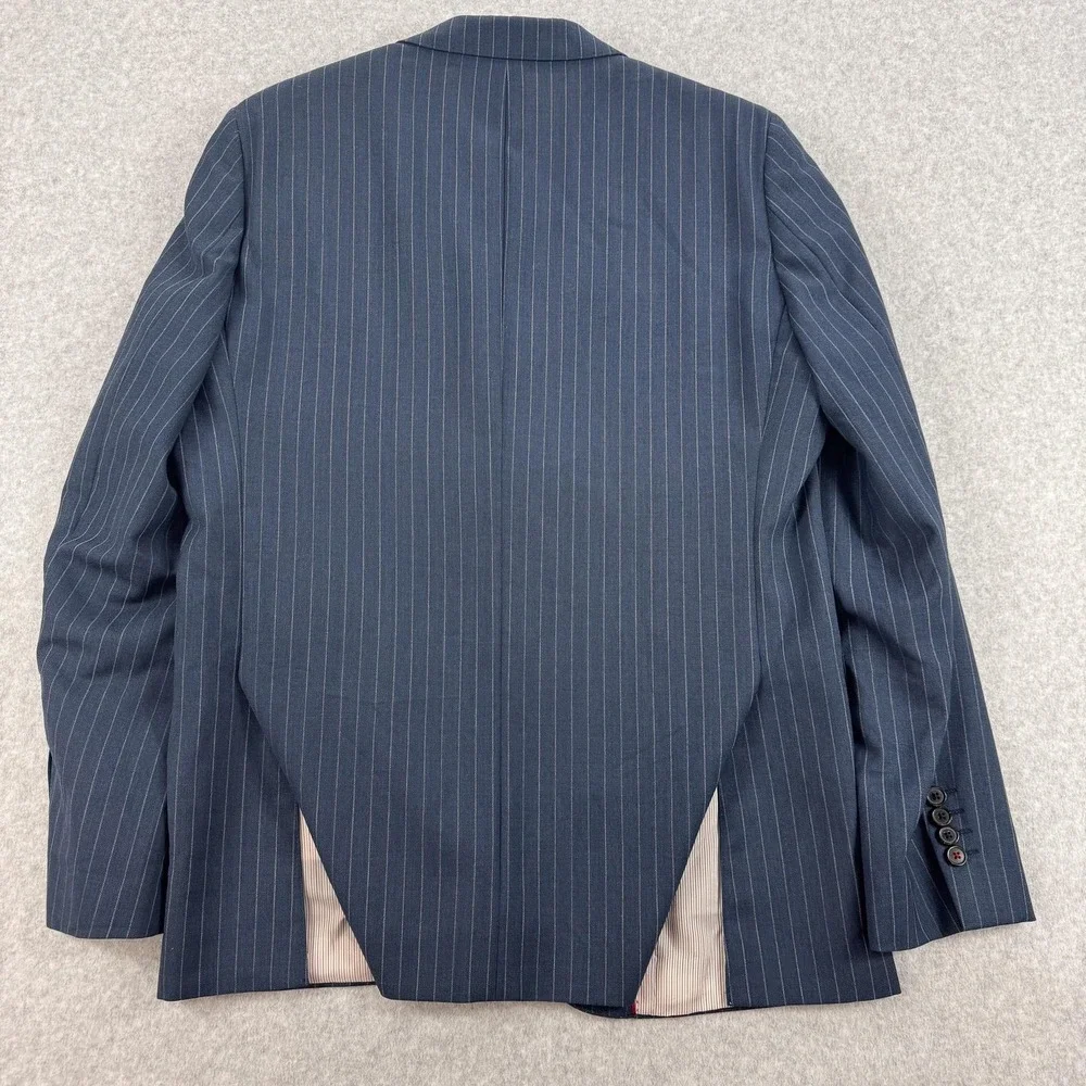 Brooks Brothers Red Fleece Suit‎ Jacket Mens 42L Blue Pinstripe Wool Tollegno